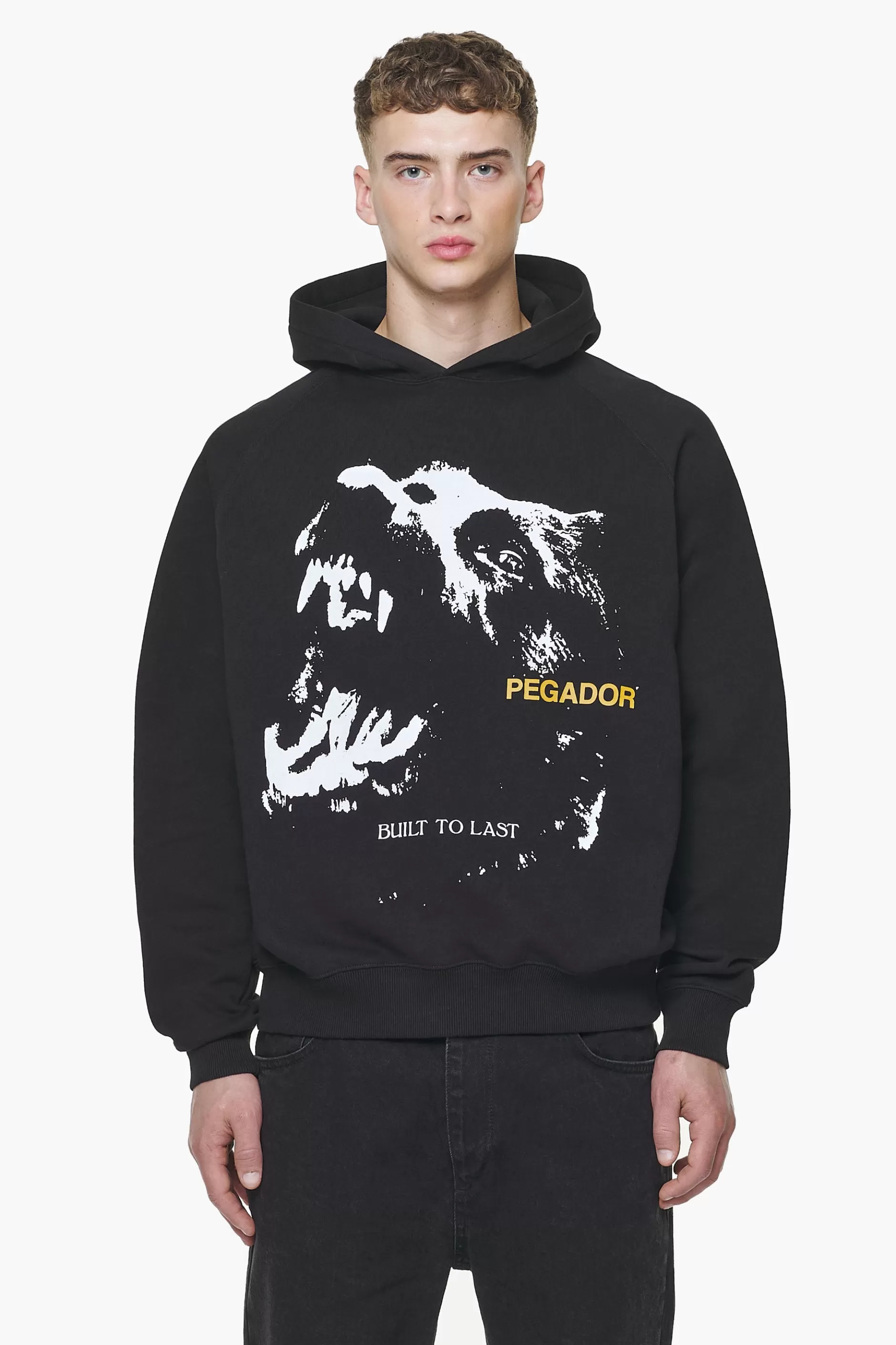 Clearance Pegador Nether Raglan Hoodie Vintage Washed Onyx Black