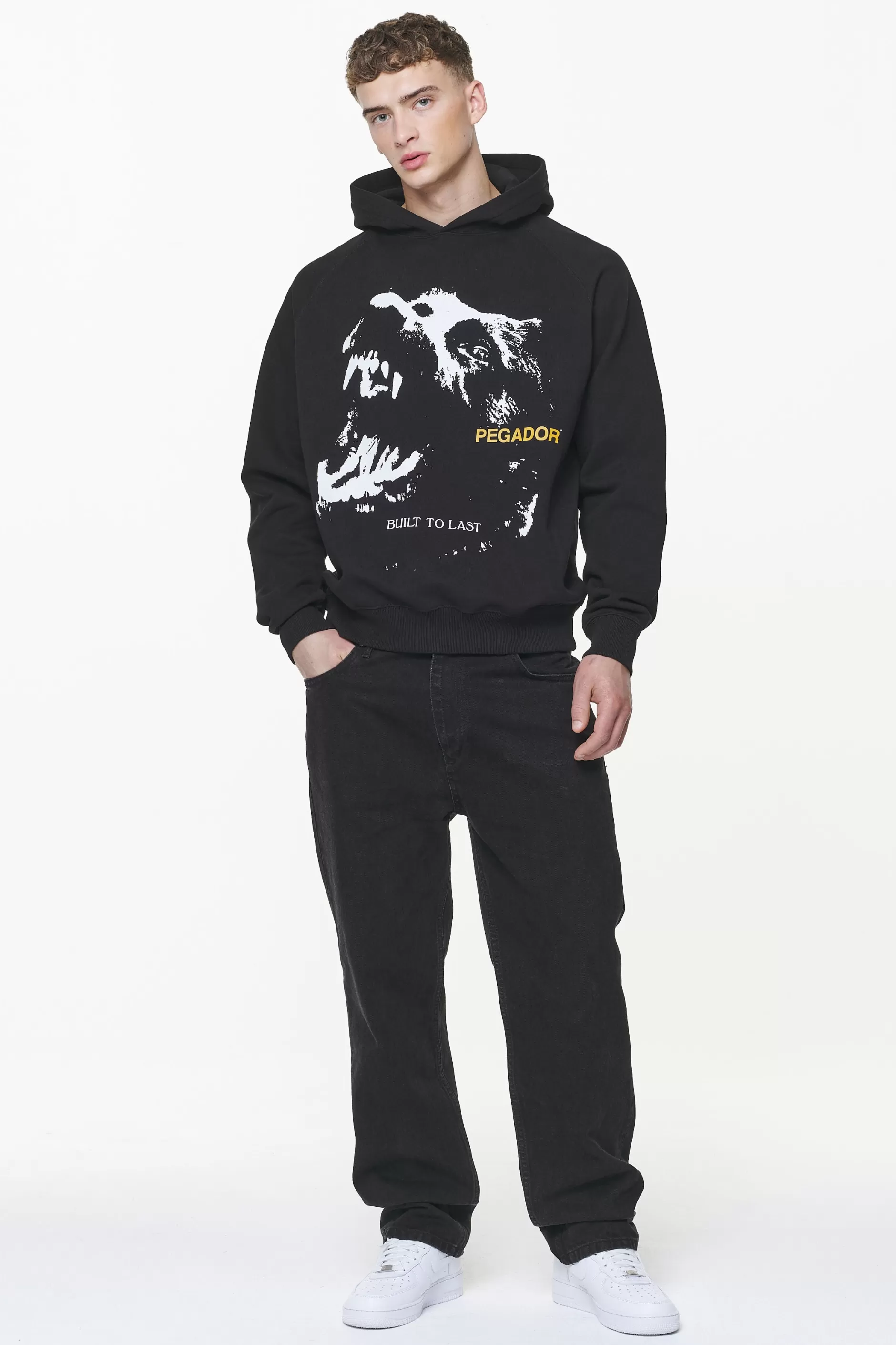 Clearance Pegador Nether Raglan Hoodie Vintage Washed Onyx Black