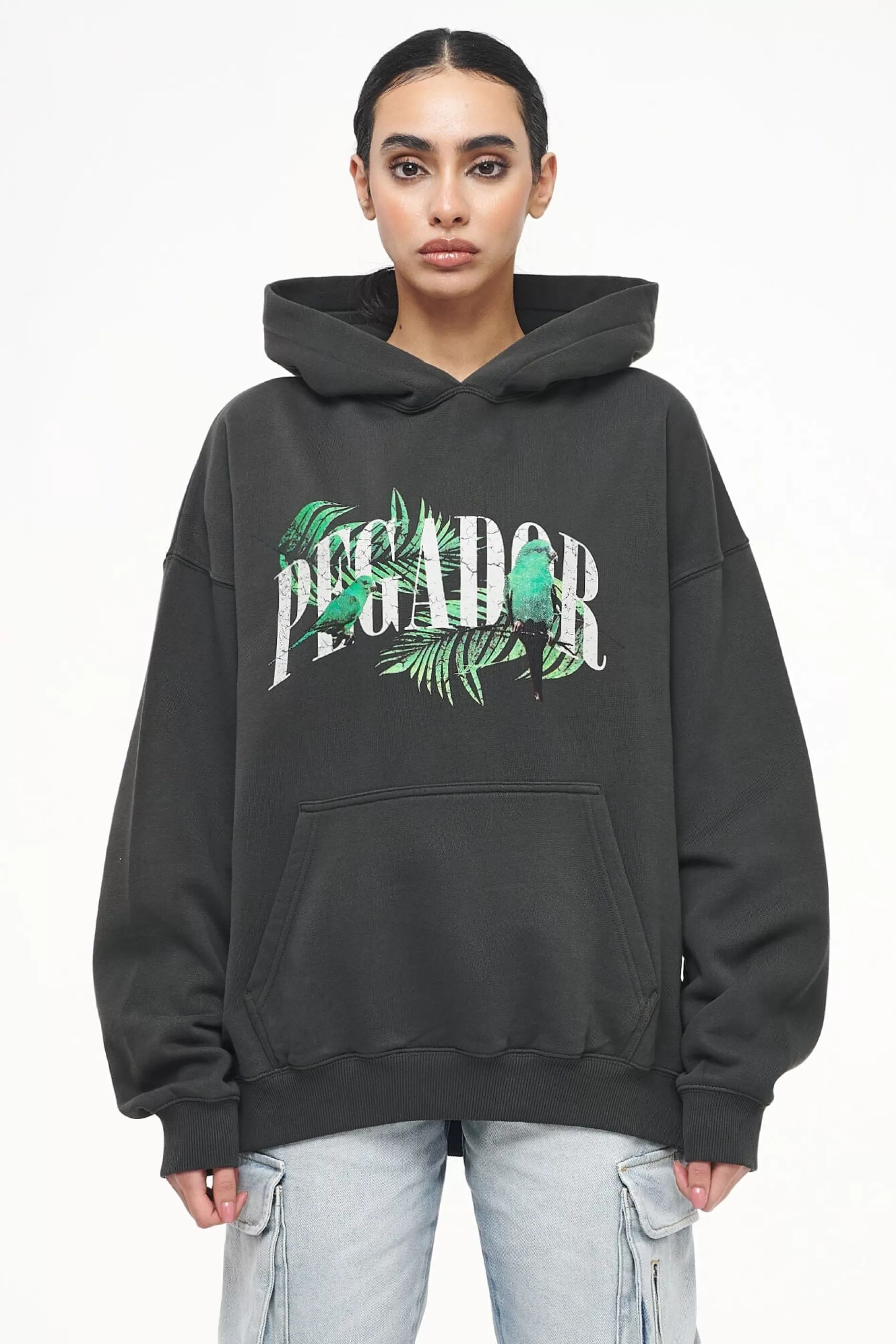 Discount Pegador Palm Oversized Hoodie Vintage Washed Iron Grey
