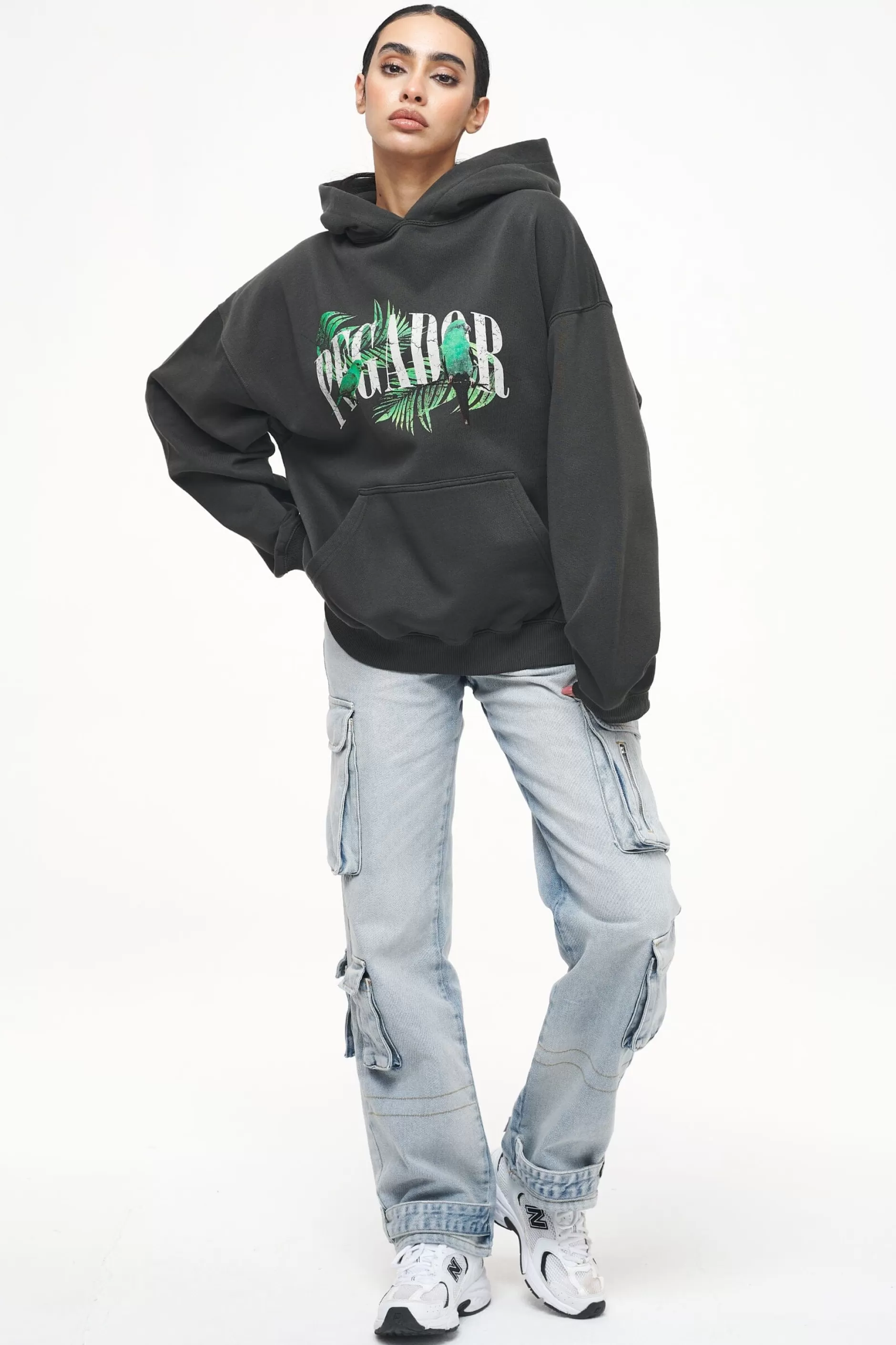 Discount Pegador Palm Oversized Hoodie Vintage Washed Iron Grey