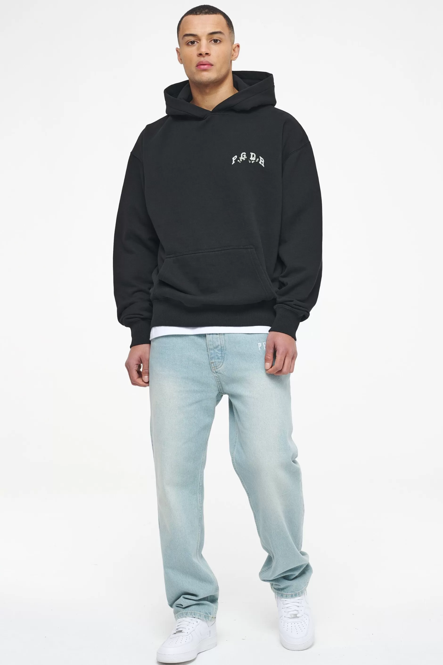 Discount Pegador Reid Oversized Hoodie Vintage Washed Black Ink