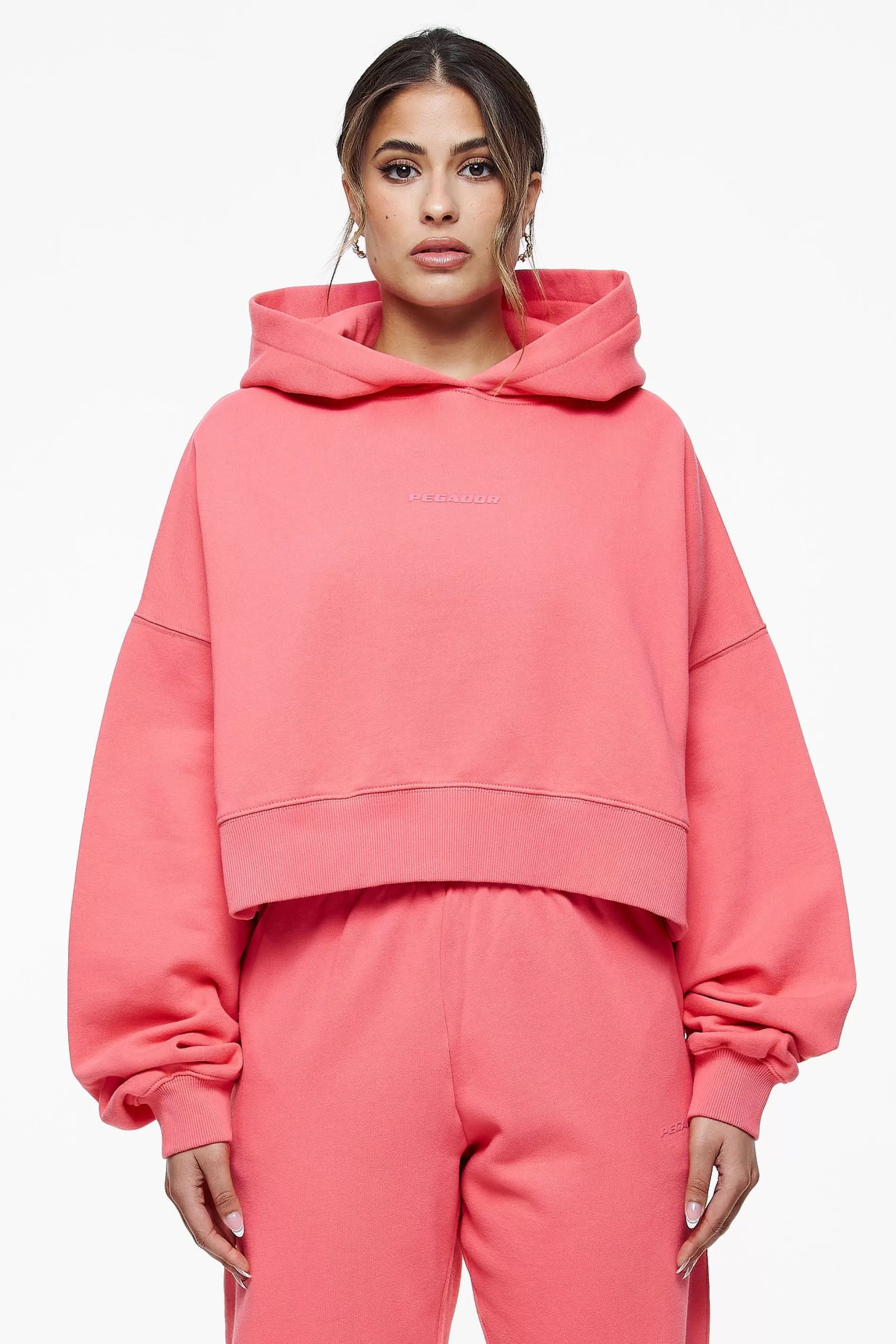 Cheap Pegador Salita Oversized Cropped Hoodie Vintage Washed Strawberry Gum