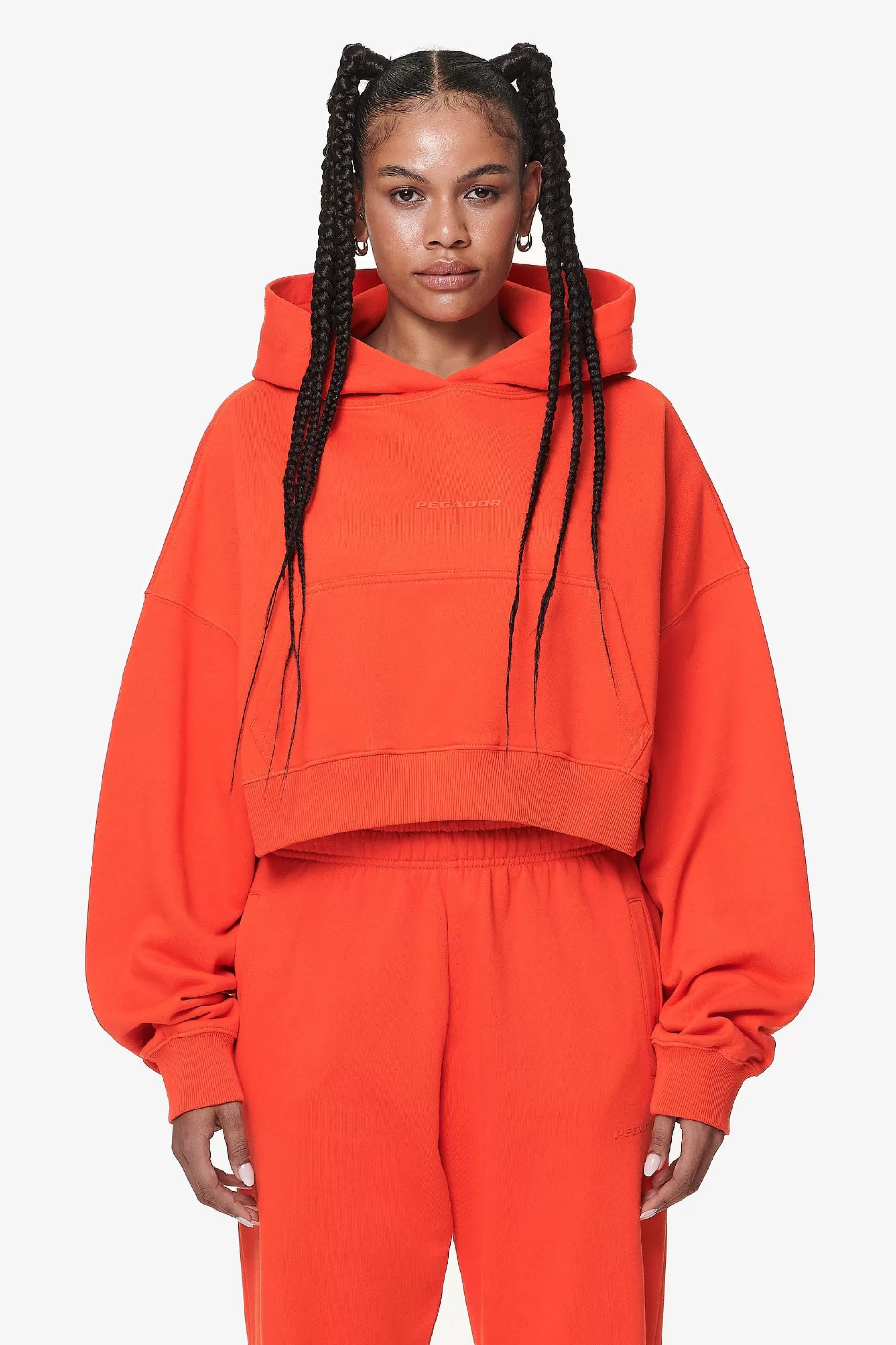 Online Pegador Salita Oversized Cropped Hoodie Washed Signal Red Gum