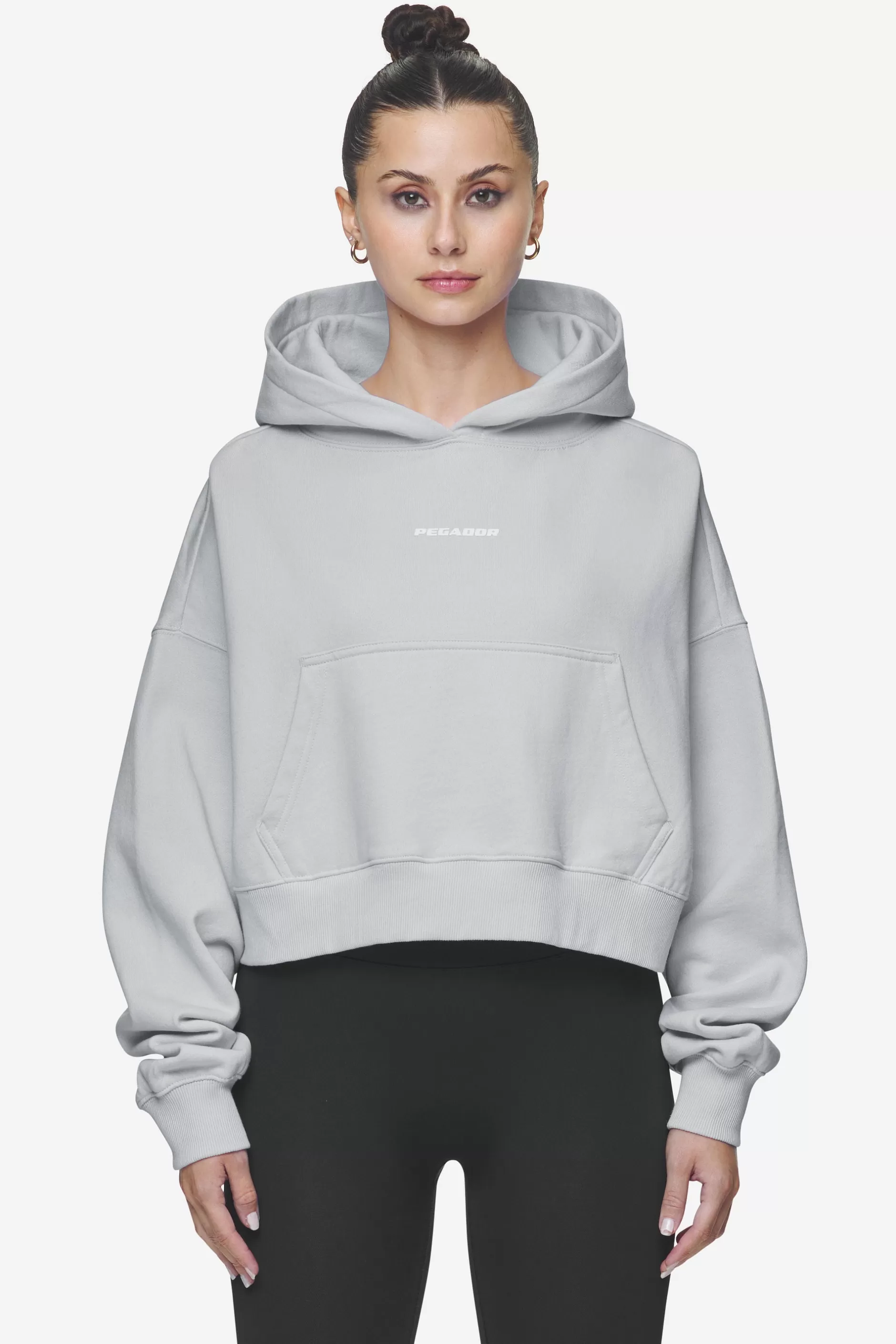 Clearance Pegador Salita Oversized Cropped Hoodie White Gum Washed sky grey