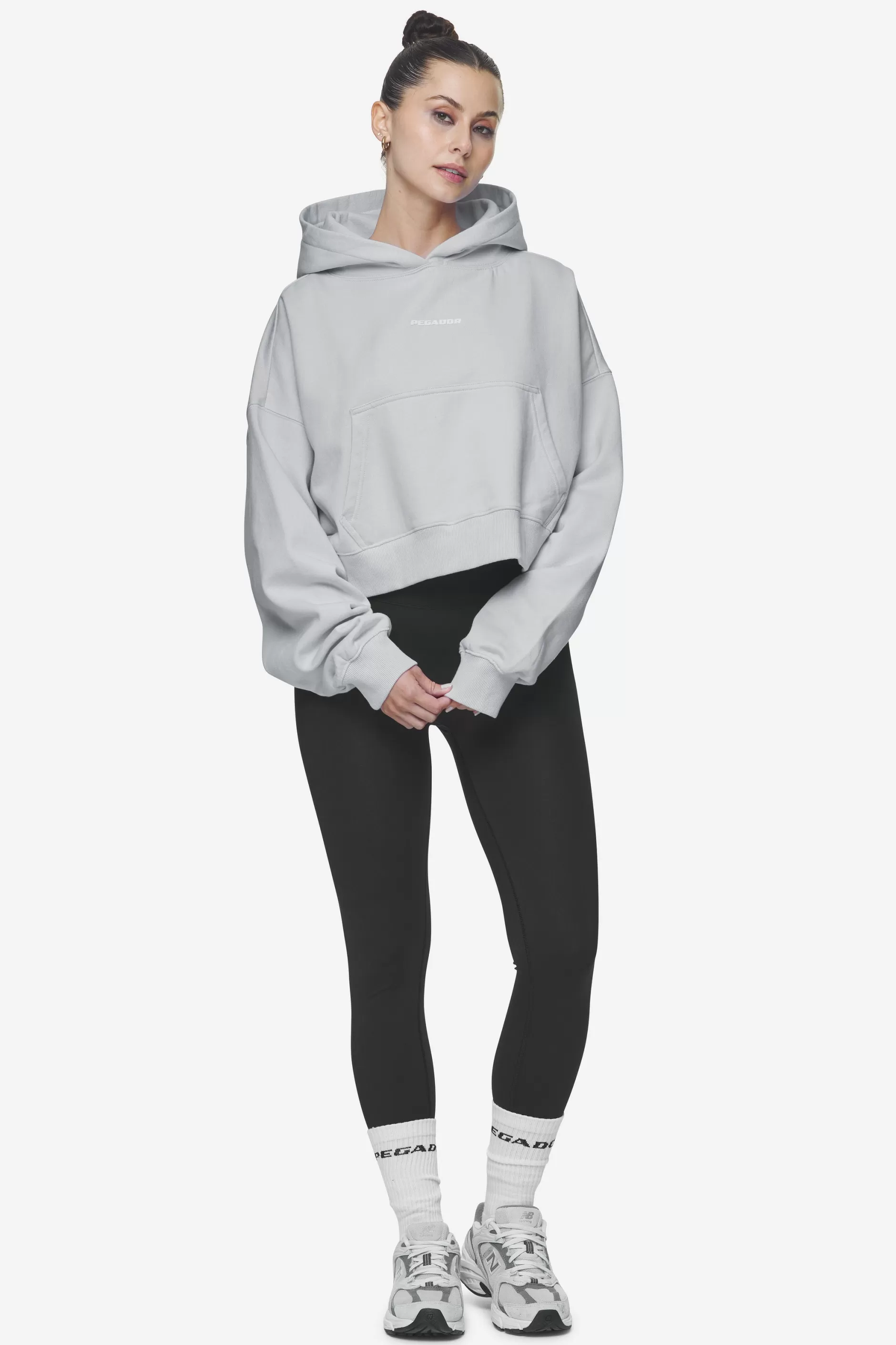 Clearance Pegador Salita Oversized Cropped Hoodie White Gum Washed sky grey