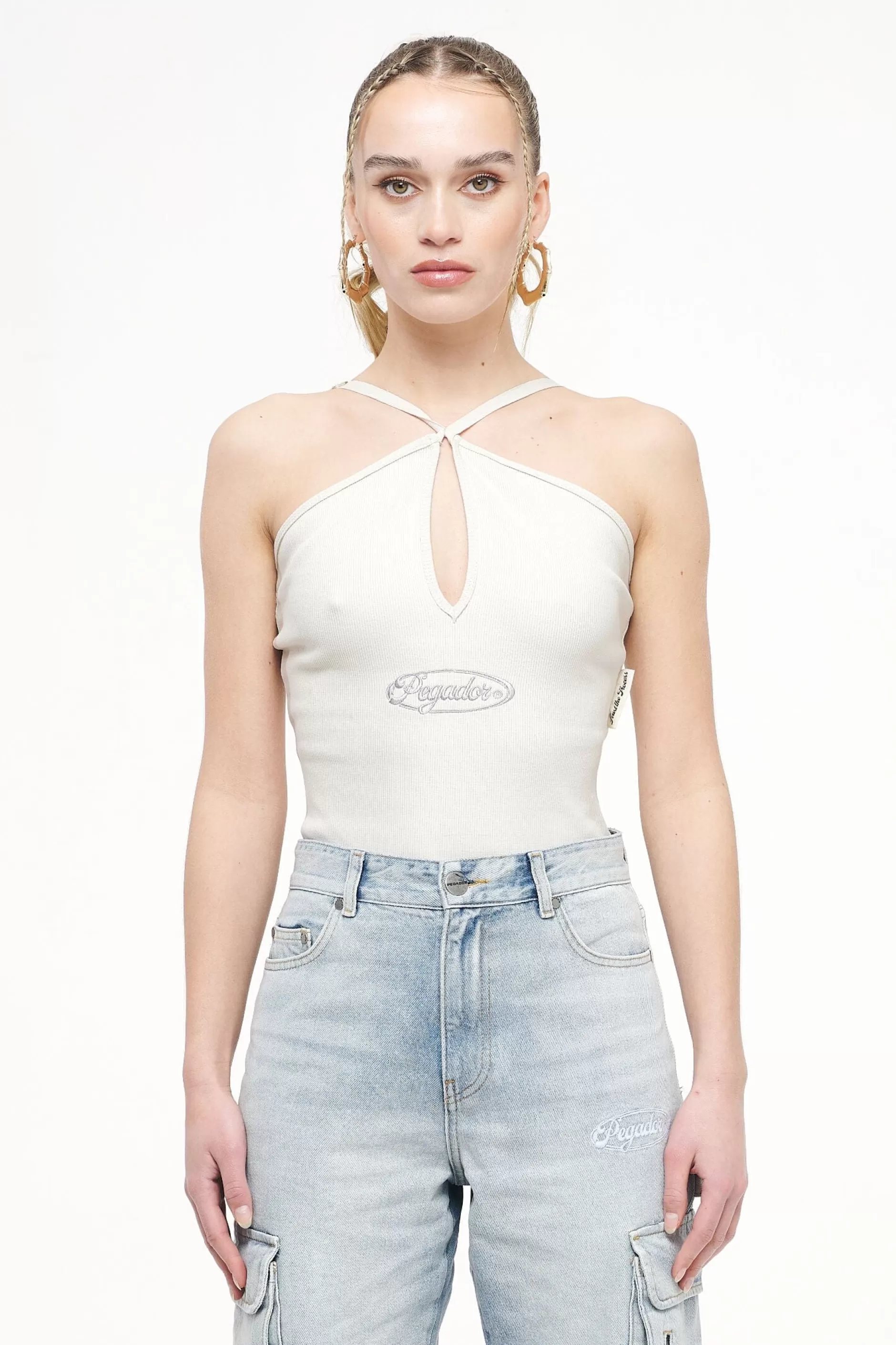 Fashion Pegador Santos Rib Neckholder Bodysuit Vintage Washed Angels Cream