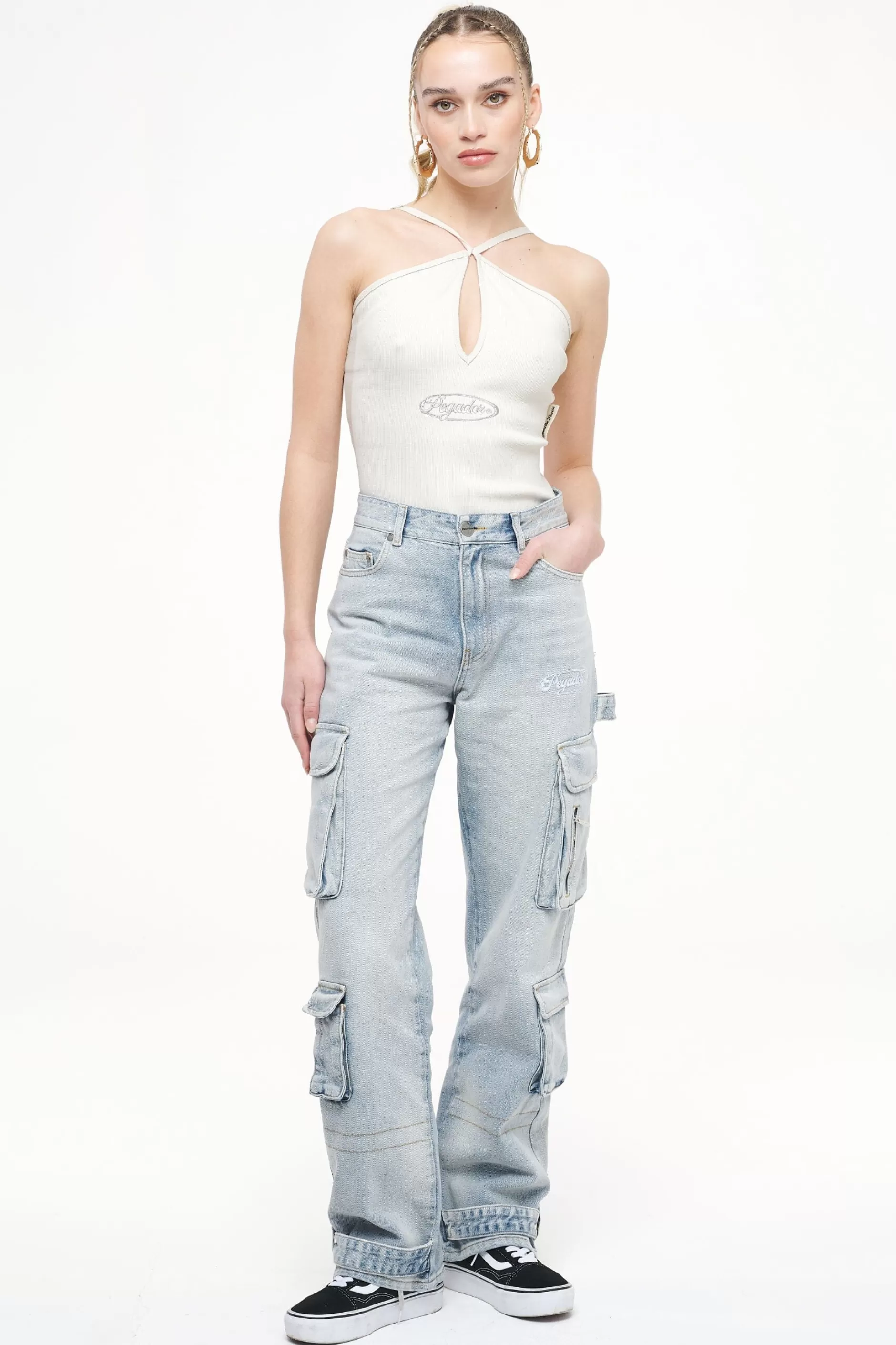 Fashion Pegador Santos Rib Neckholder Bodysuit Vintage Washed Angels Cream