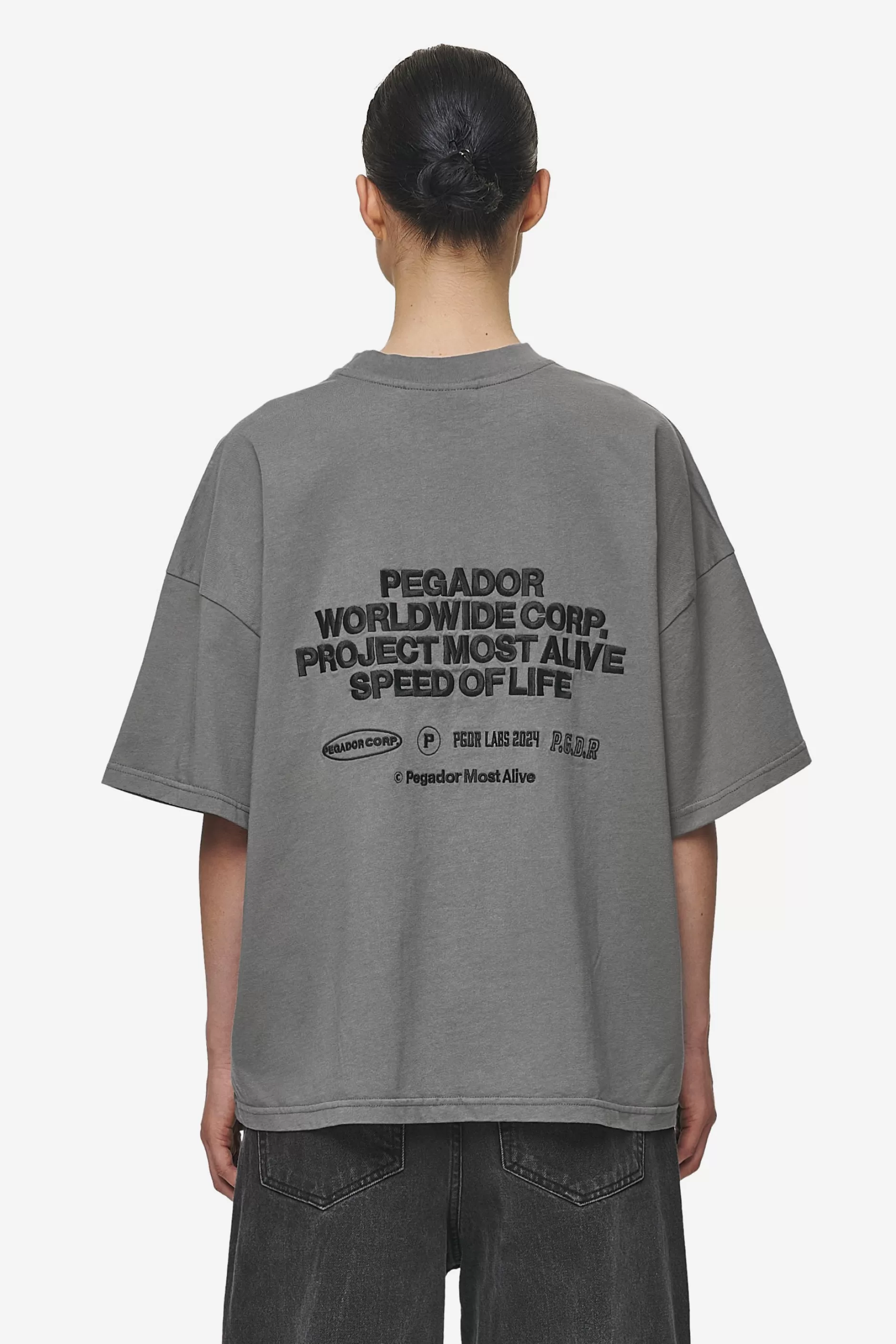 Outlet Pegador Sora Heavy Oversized Tee Washed Deep Grey