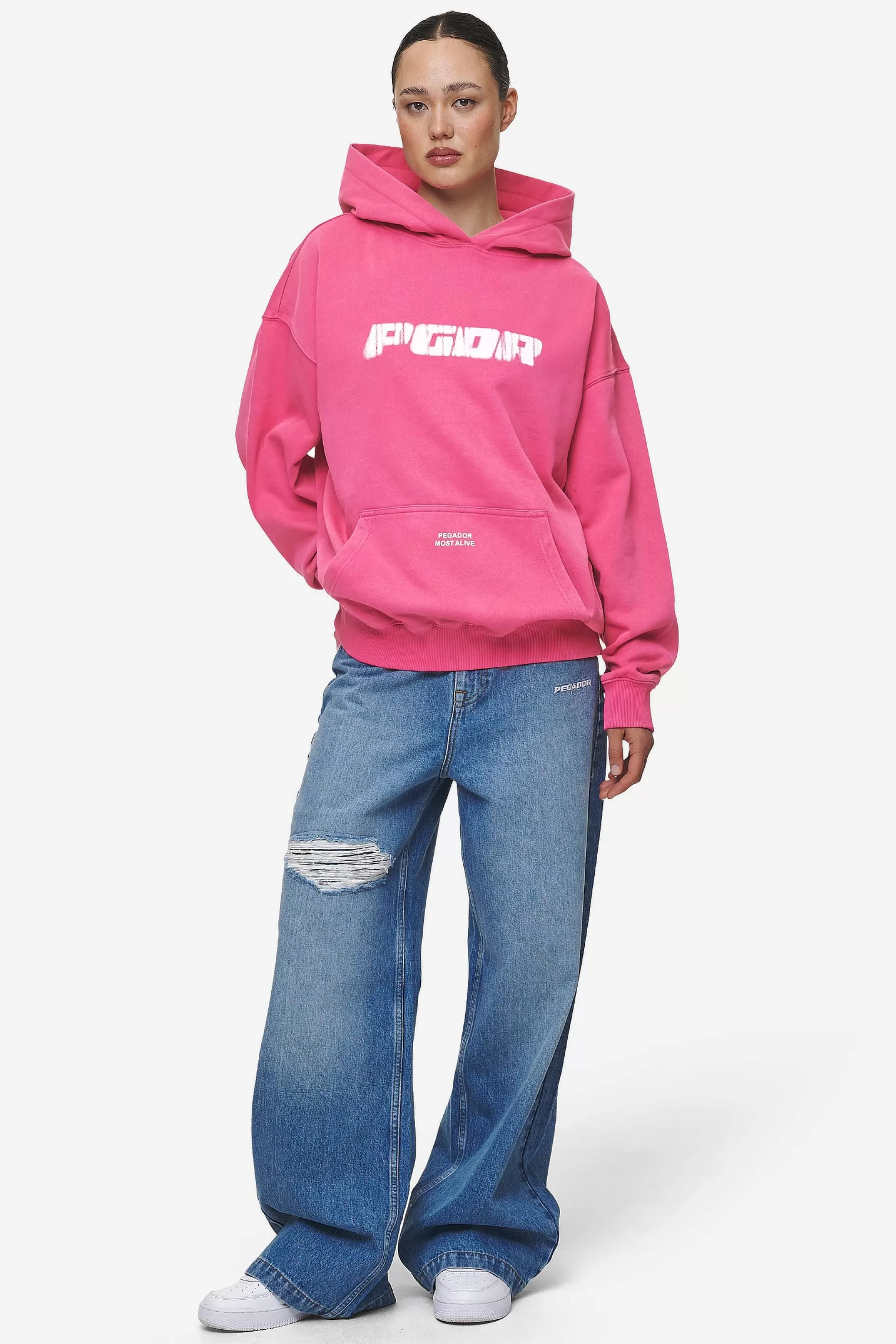 Cheap Pegador Suta Oversized Hoodie Vintage Digital Pink