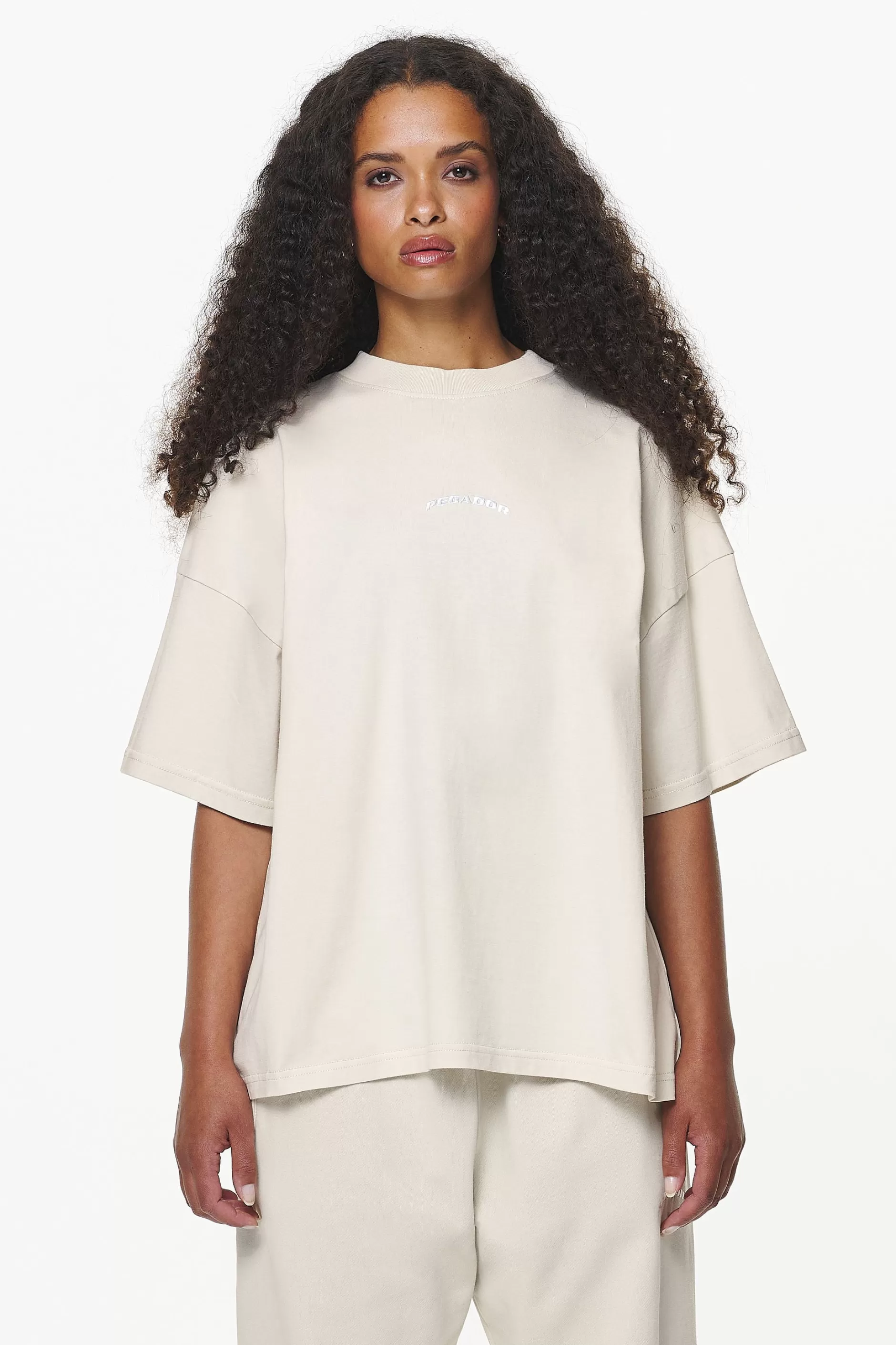 Online Pegador Thames Heavy Oversized Tee Vintage Washed Bone White