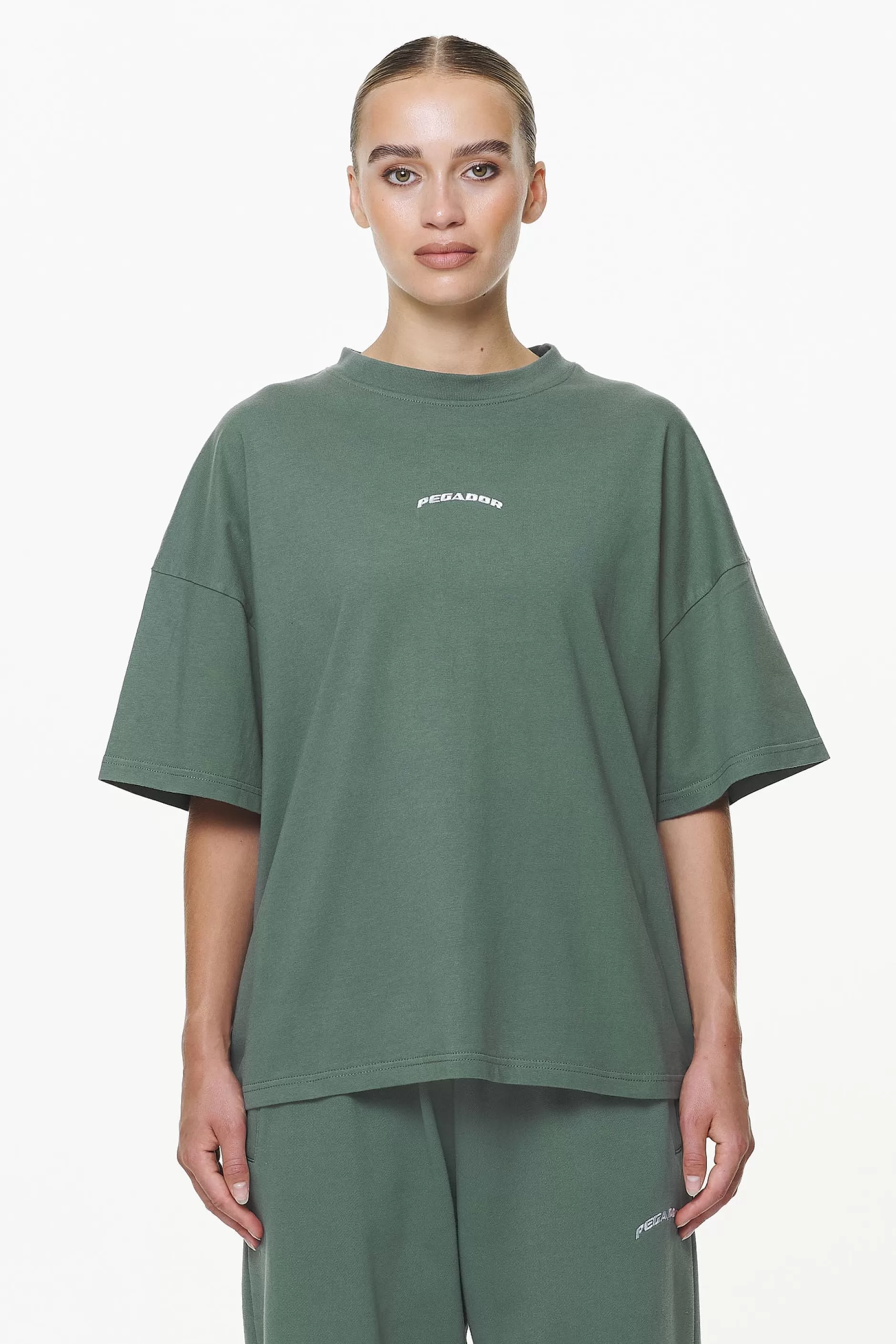 Cheap Pegador Thames Heavy Oversized Tee Vintage Washed Garden Green
