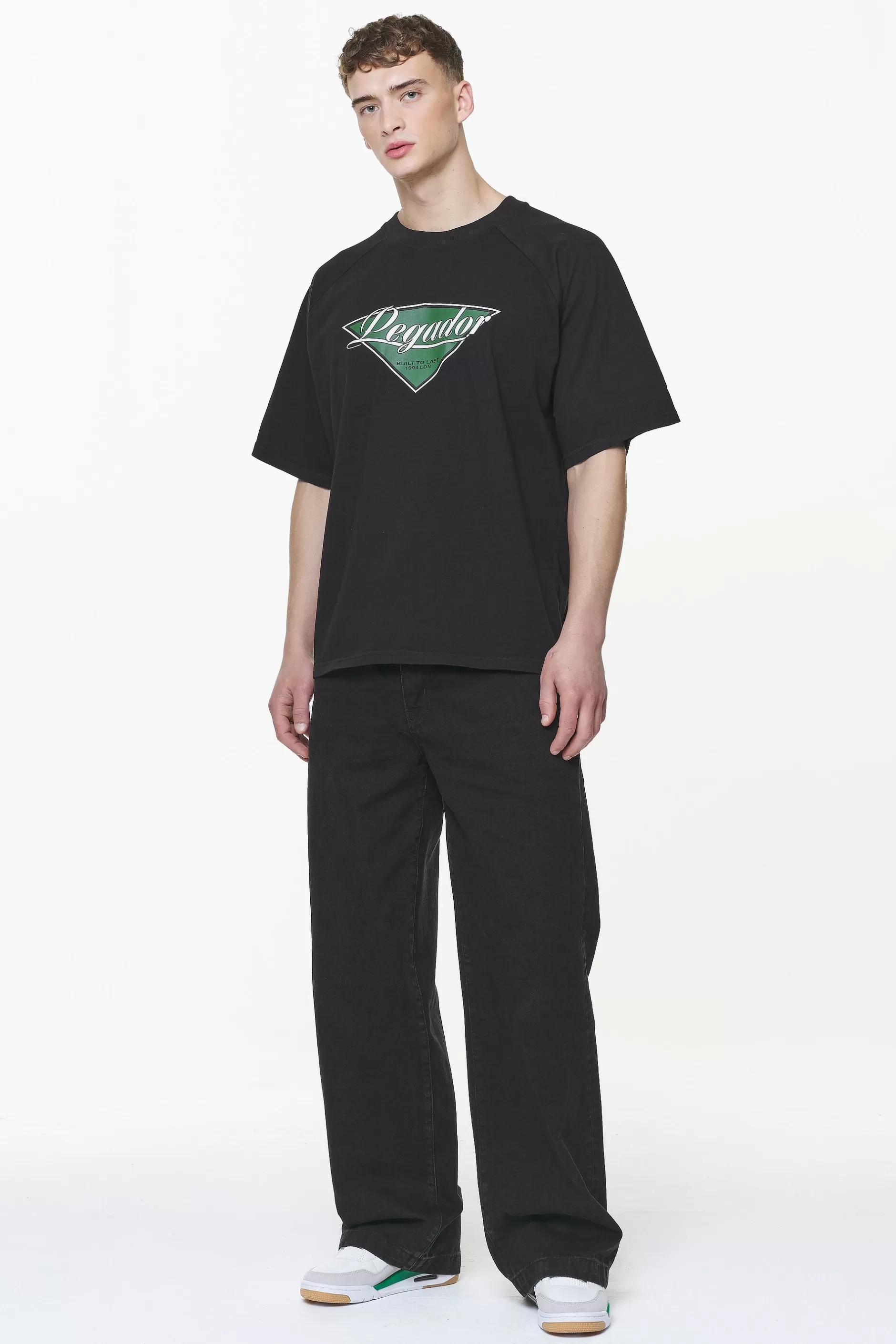 Cheap Pegador Trafford Raglan Boxy Tee Vintage Washed Onyx Black