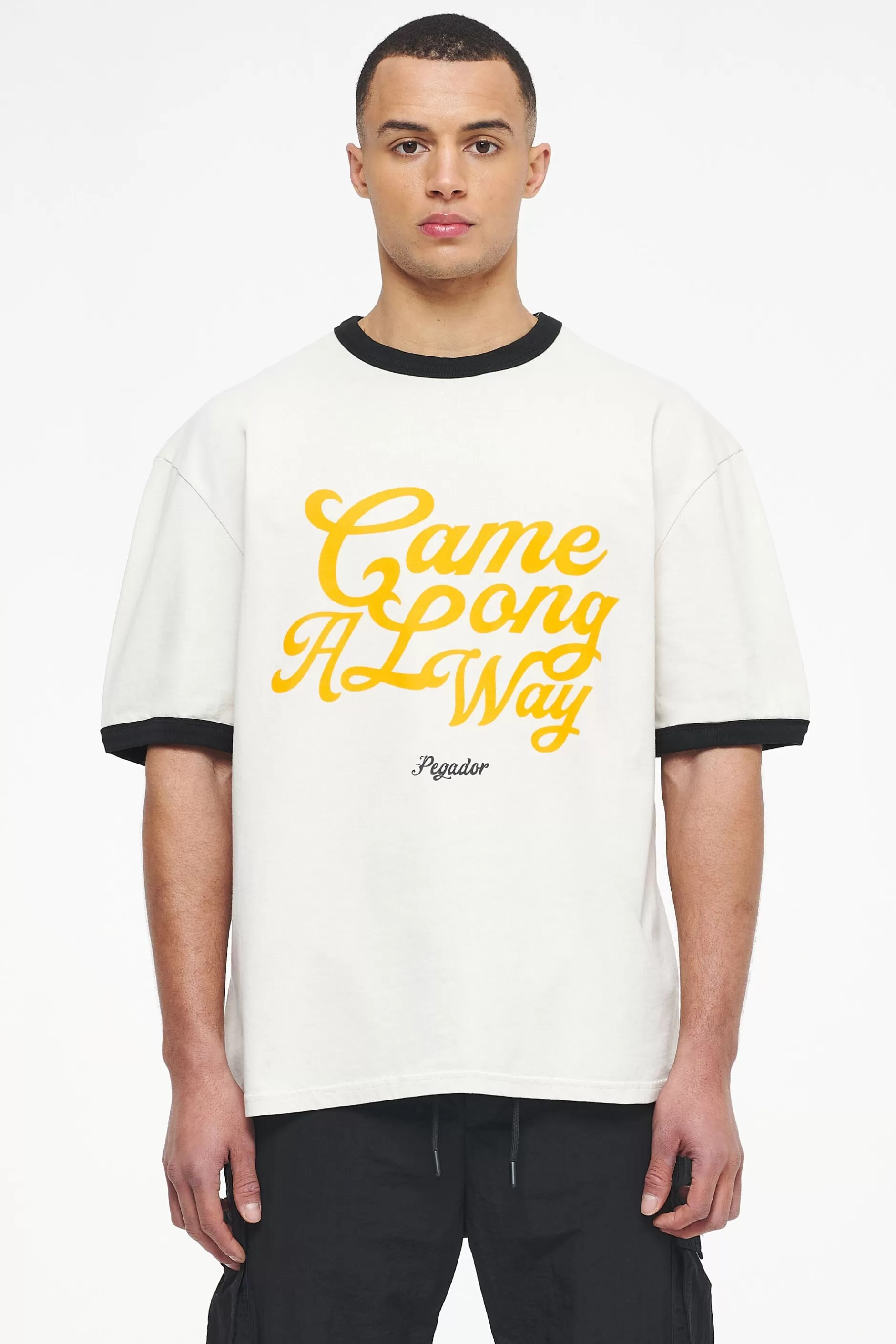Online Pegador Trounce Oversized Ringer Tee Vintage Washed Angels Cream Black Ink