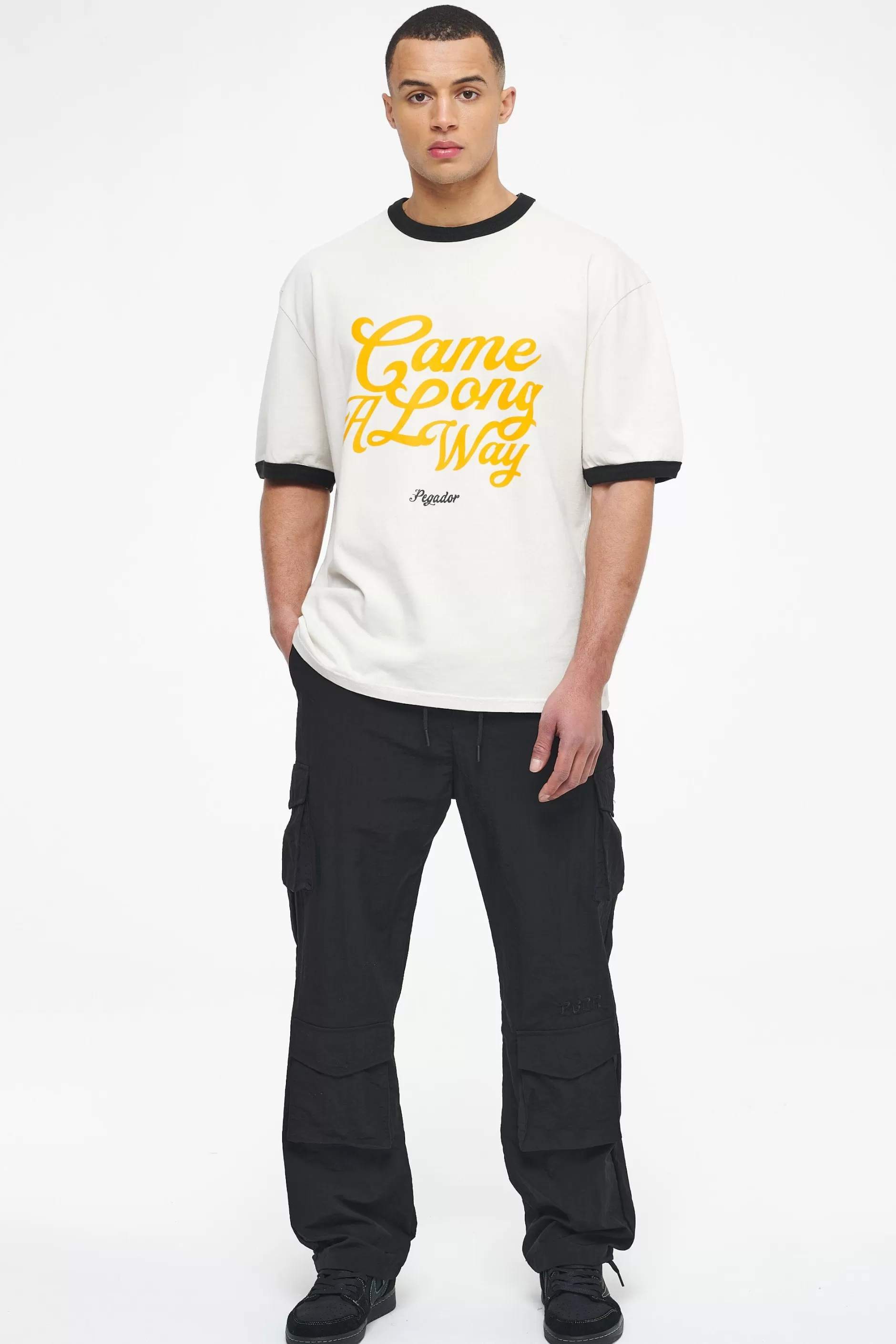 Online Pegador Trounce Oversized Ringer Tee Vintage Washed Angels Cream Black Ink