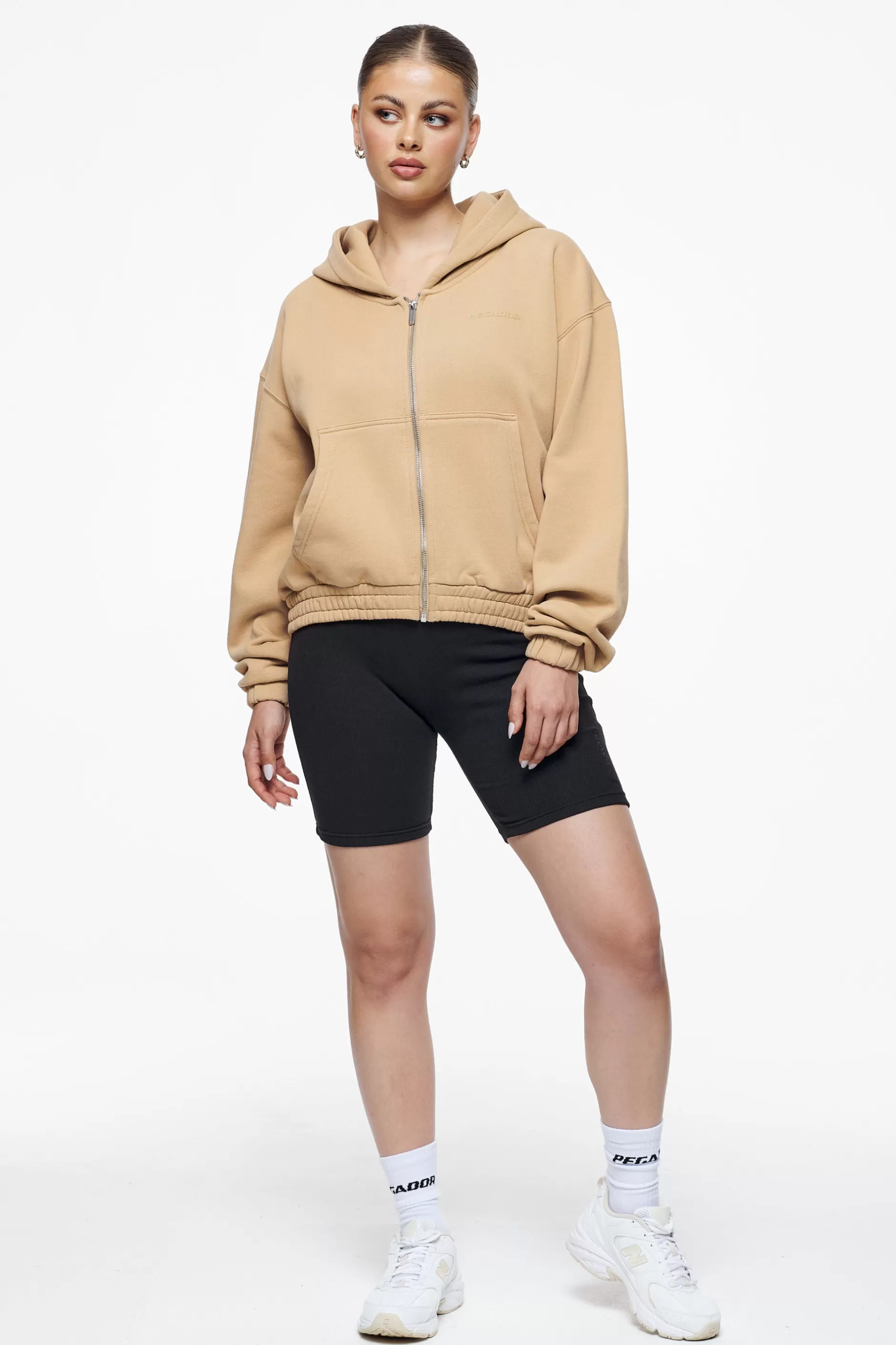 Online Pegador Valinda Cropped Zip Hoodie Vintage Washed Espresso Gum