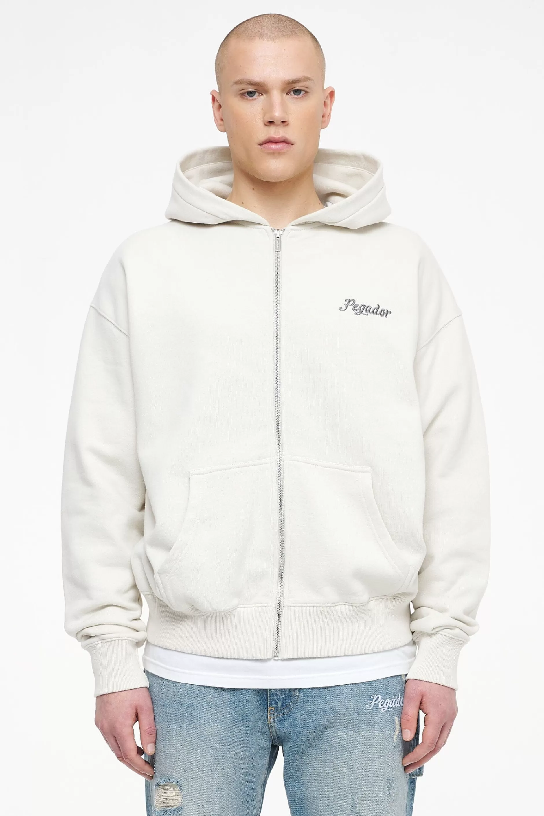 Outlet Pegador West Oversized Sweat Jacket Vintage Washed Angels Cream