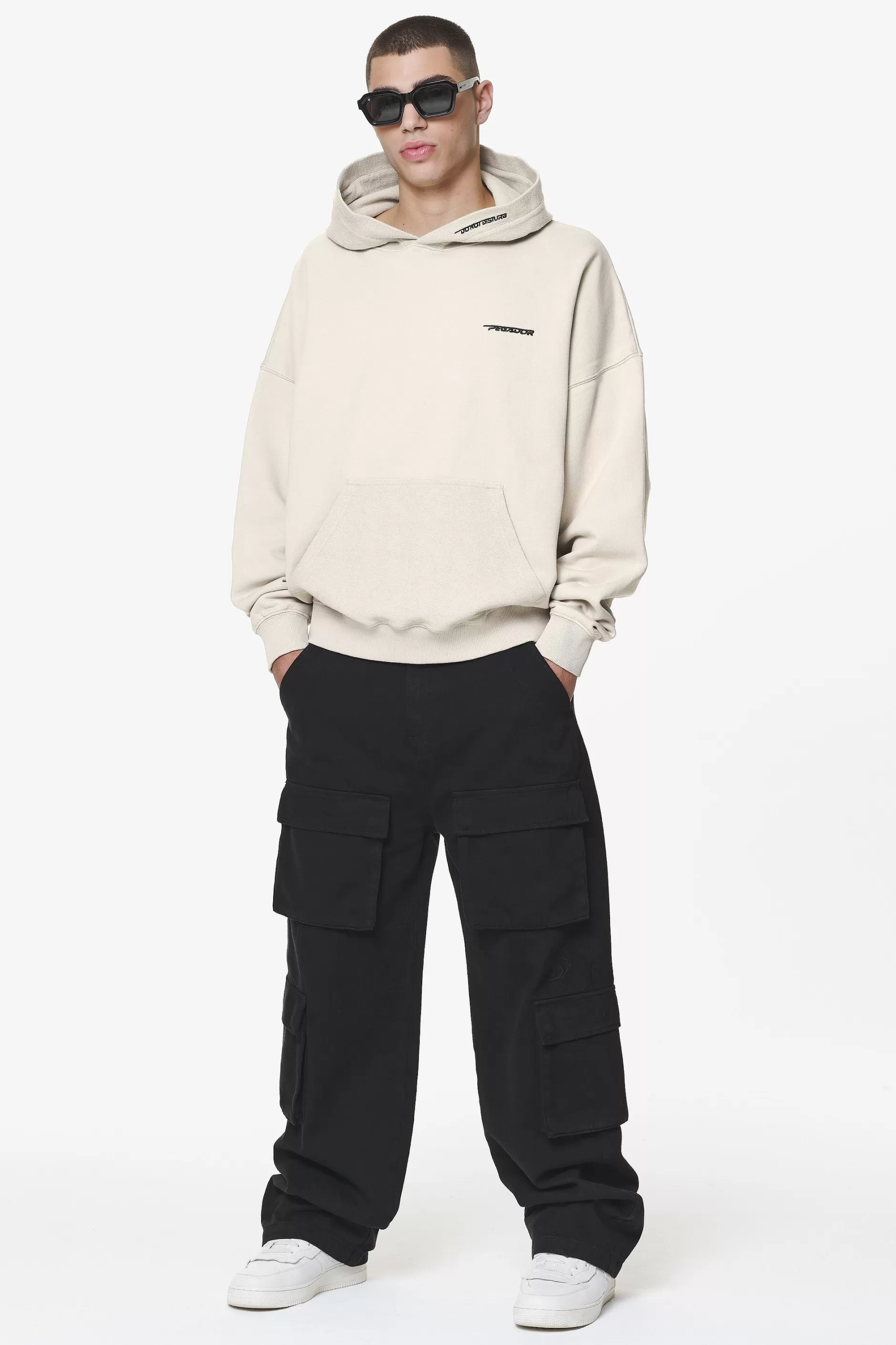 Clearance Pegador Wintor Inside Out Terry Boxy Hoodie Washed Dust Cream